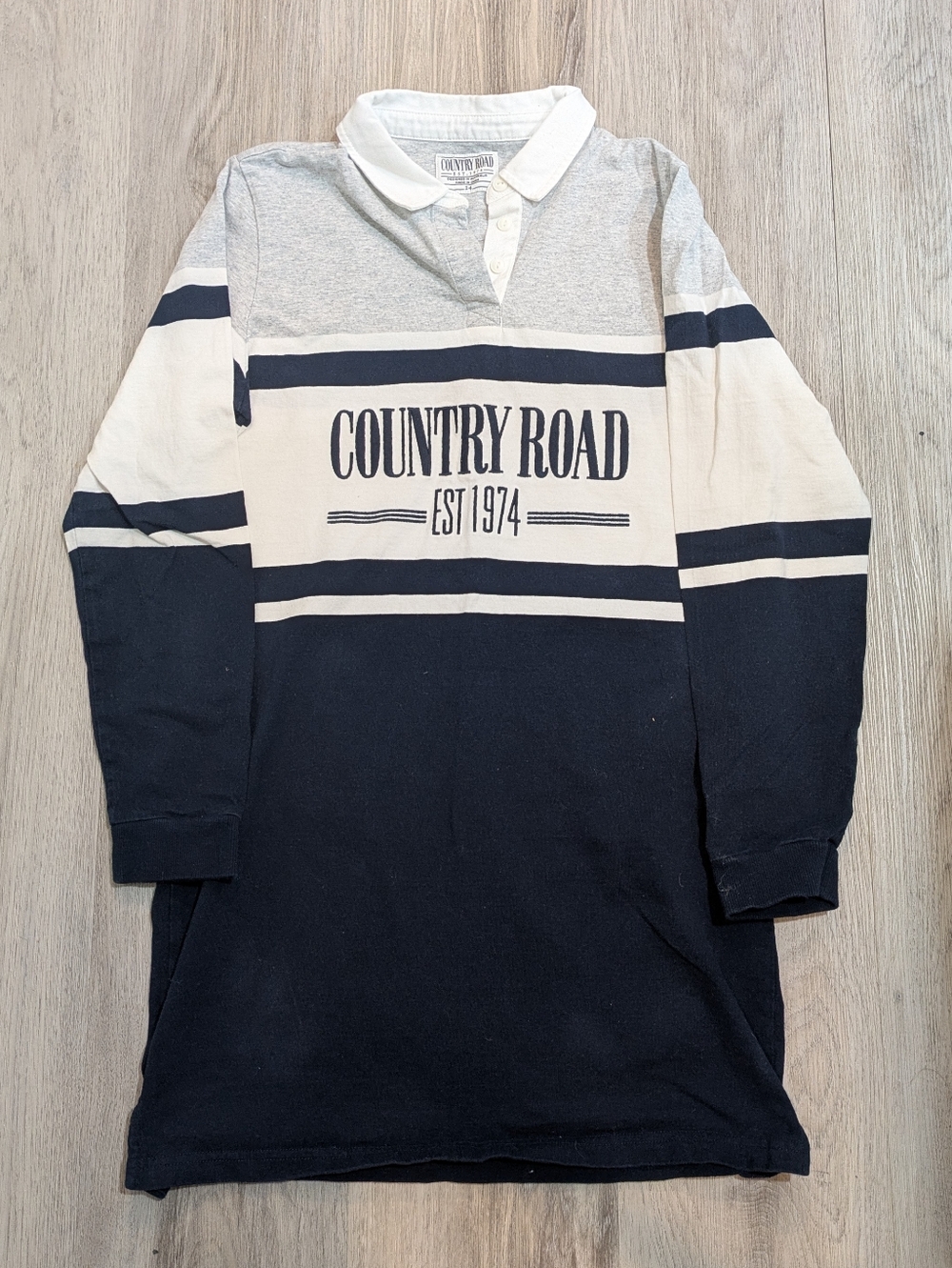 ✨3/$20✨ Country Road Rugby Polo Shirt Navy Blue and Grey - Size 14